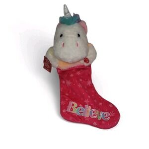 Holiday Time‎ Musical Plush Animated Unicorn Christmas Stocking, 3 Songs/Lights